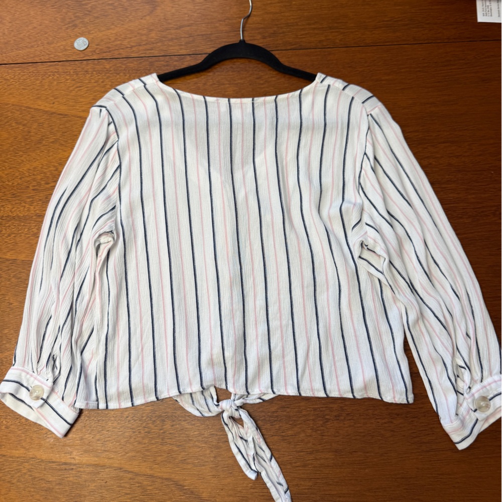 White Striped Button-Down Shirt - image 3